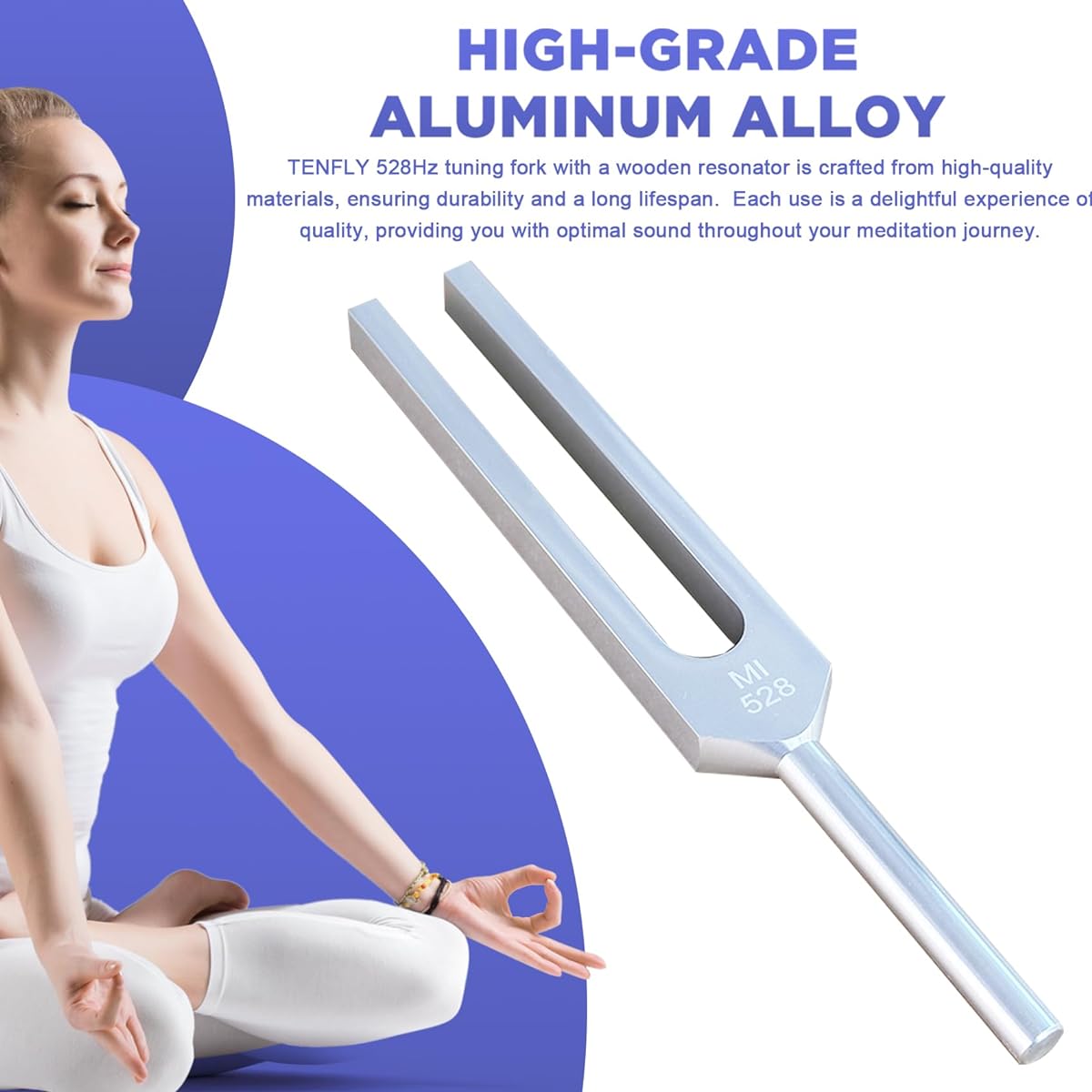TENFLY 528Hz Tuning Fork with Wooden Box Aluminum Alloy for Sound Therapy Meditation Yoga