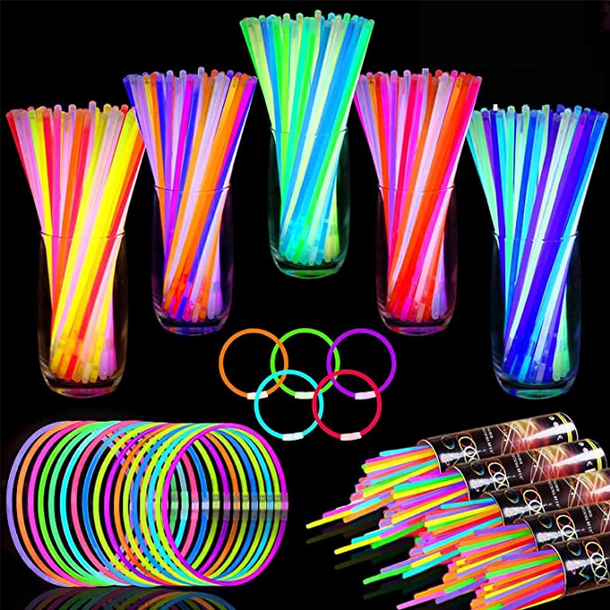 960 Pack Glow Sticks Bulk Halloween Party Favors Glow in the Dark Party Supplies Glow Sticks Necklace Bracelet with Connectors 8" Glow Toys Party Pack for Halloween Birthday Carnival