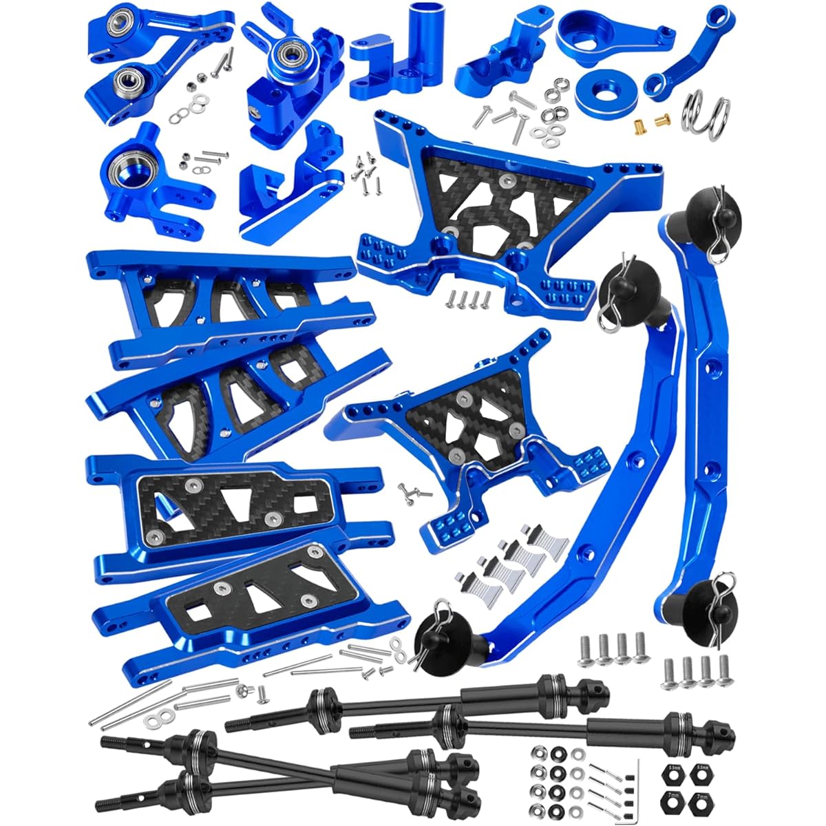 RCHuiWow RC Upgrade Parts for 1/10 Slash/Stampede 4WD (VXL) Suspension Arm Shock Tower Body Mount Caster Block Steering Block Rear Stub Axle Carrier Steering Block Drive Shaft Navy Blue