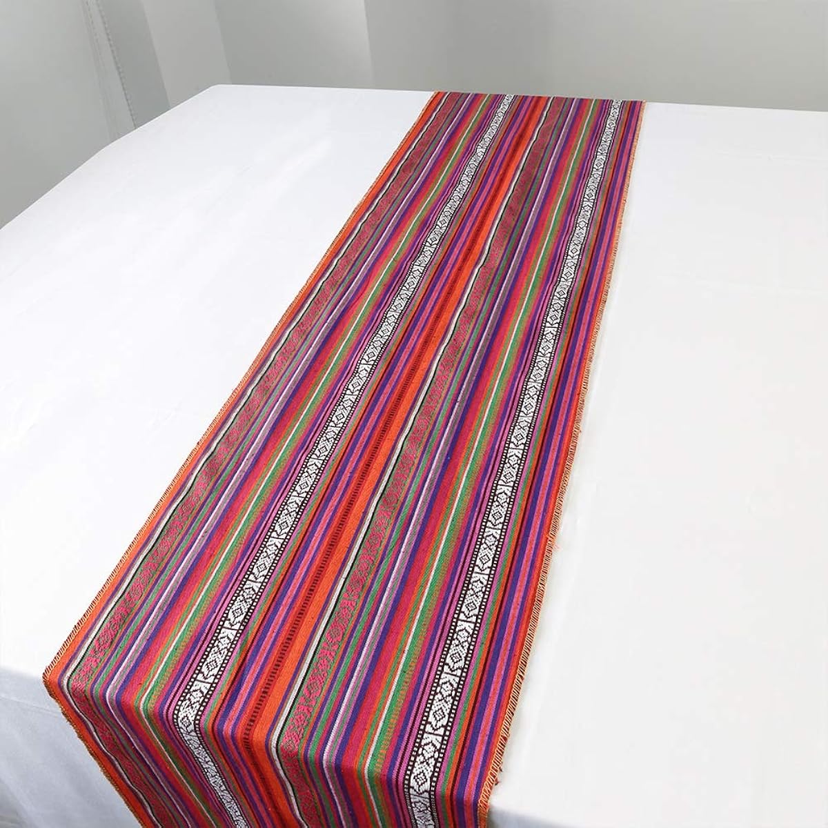 TRLYC Mexican Serape Table Runner 35cm x 275cm Mexican Party Wedding Decoration Fringe Fabric Table Runner