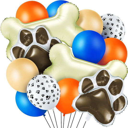 46 Pieces Dog Themed Balloon Decorations Bone Foil Balloons 3 Pieces Dog Paw Print Helium Balloons 40 Pieces Dog Paw Print Latex Balloons Colorful Latex Balloons Party Supplier (Vivid Colors)