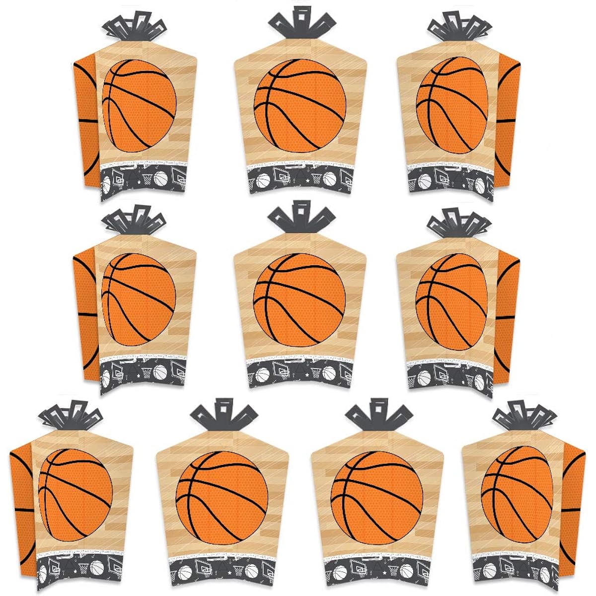 Big Dot of Happiness Nothin' but Net - Basketball - Table Decorations - Baby Shower or Birthday Party Folding Flair Centerpieces - 10 Pieces