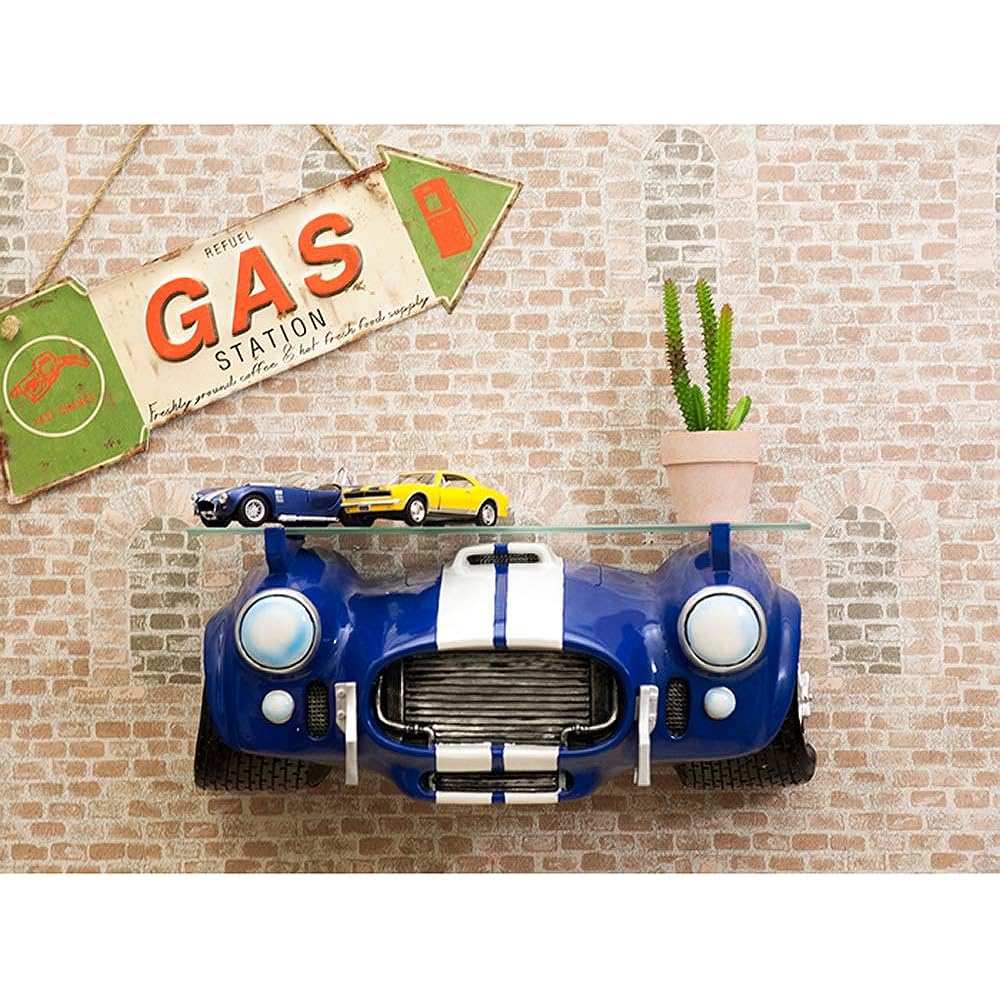 Akizuki Boeki Design Accessories Blue W41×D14×H18.5cm Oldies CAR HEAD Shelf GK060