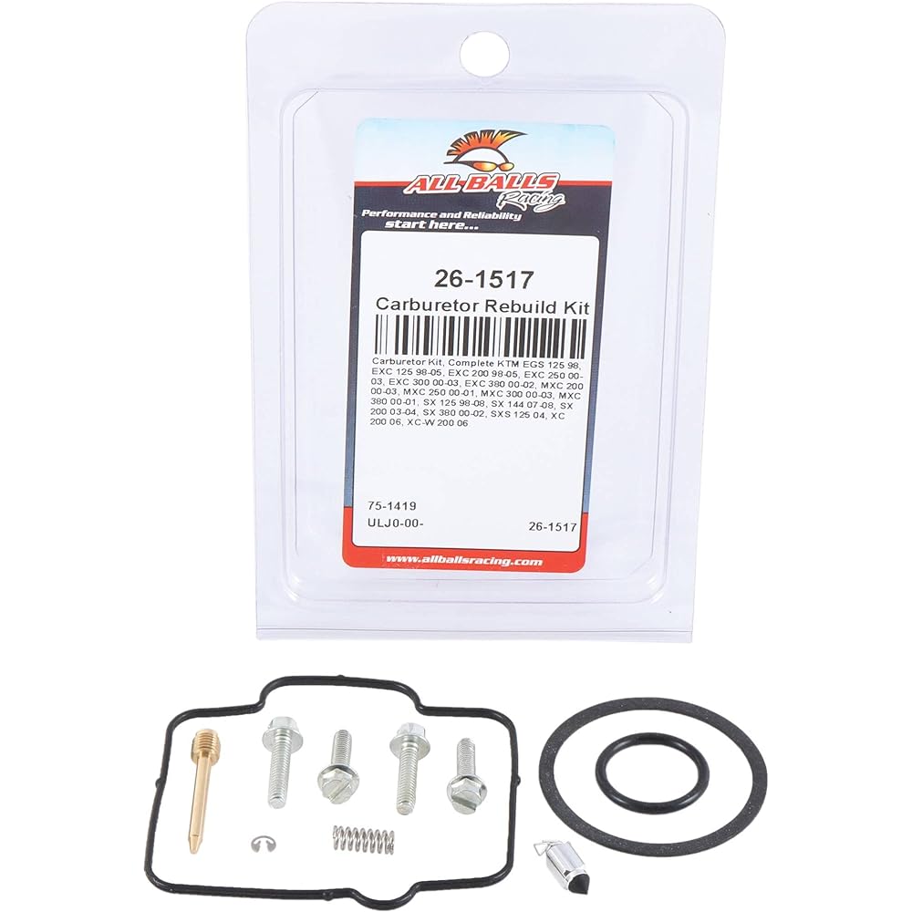 ALL BALLS RACING 26-1517 Carburetor Kit KTM 125 EGS 1998, 200 EXC 1998-2005, 200 MXC 2000-2003, 200 SX 2003-2004, 200 XC 2006, 2006, 250 EXC 200033
