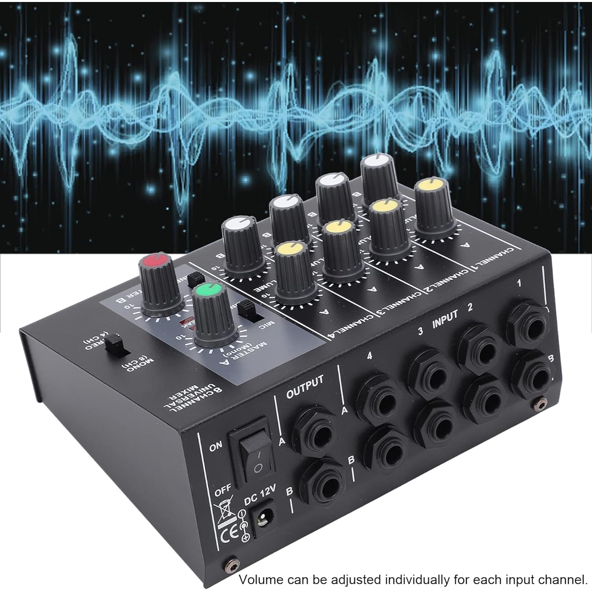 8 Channel Input Mono Audio Mixer Stereo Line Mixer Soundboard Console Desk System Music