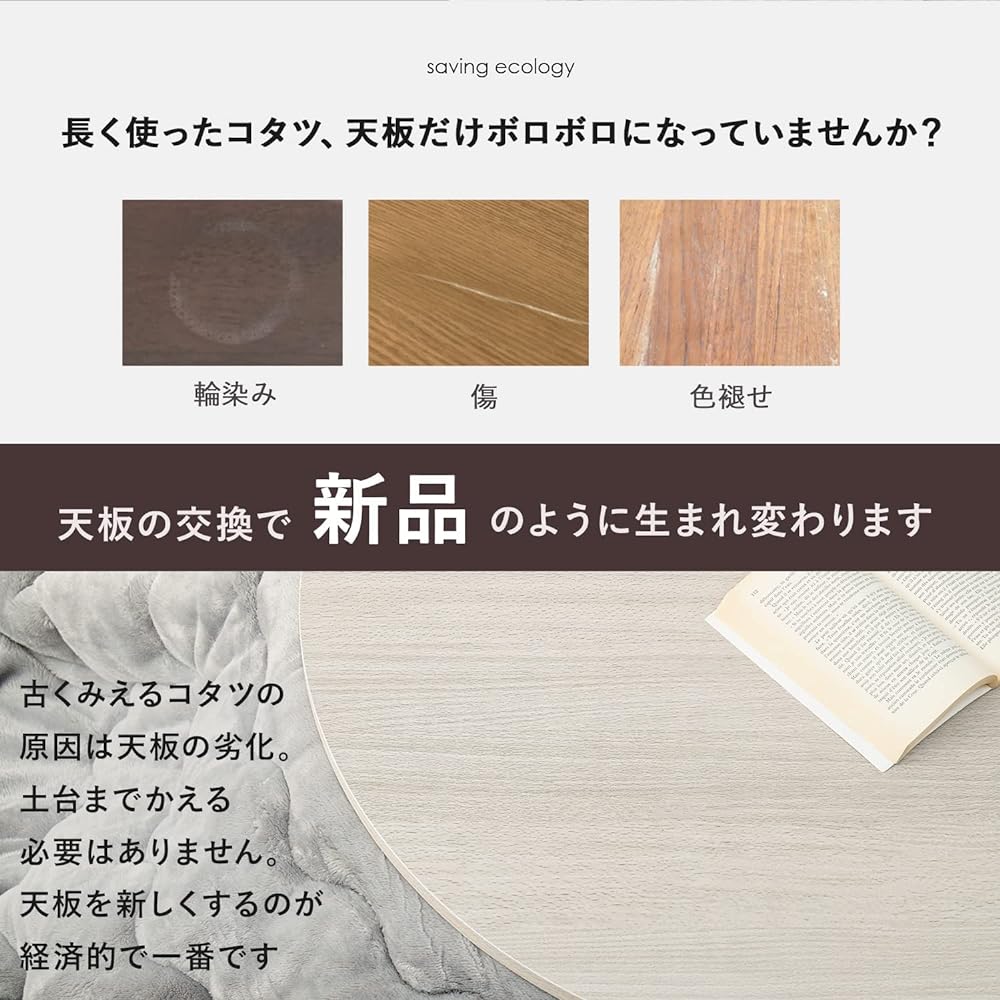 Hagiwara Kotatsu Top Board Kotatsu Kotatsu Top Board Round Round [For replacing the top board only] Diameter 80 Reversible Simple Brown Grayish White 1 unit KT-508-80 round