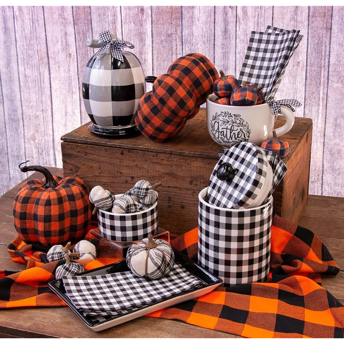 Boston International Decorative Tabletop Fabric Pumpkin, Size M, Black & Orange