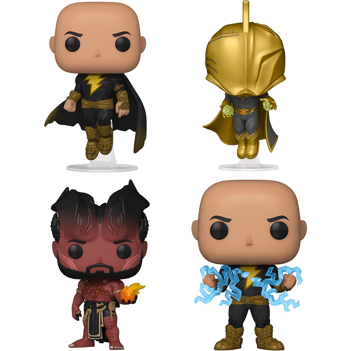 Funko Pop! DC Movies: Black Adam Collector's Set - 4 Figure Set Includes: Black Adam Flying, Doctor Fate, Sabacc & Black Adam Lightning (Possible Chase Variant), Multi (689FU)