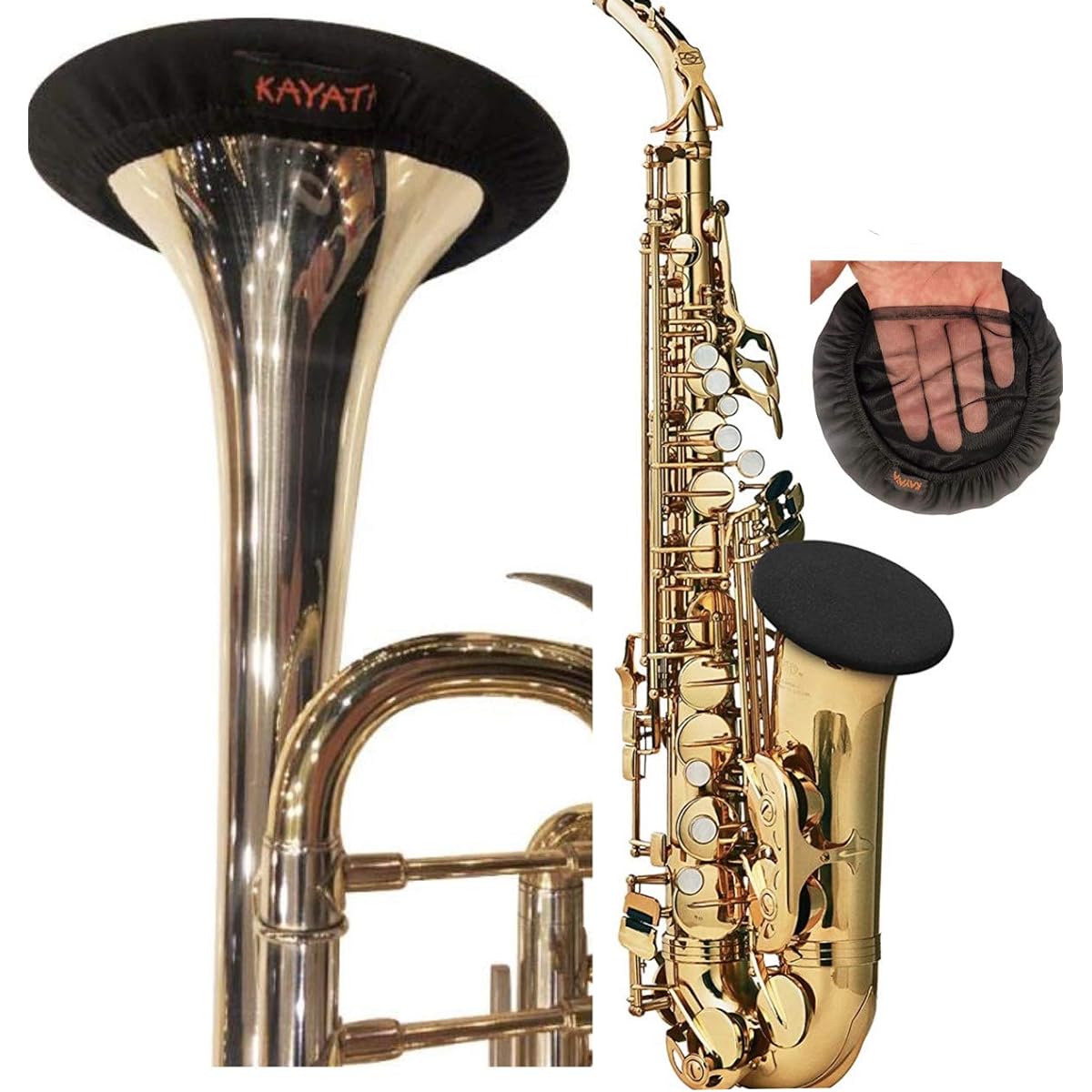 KYT Music Instruments Bell Cover Trumpet Alto Saxophone Bell Cover 5" Washable Reusable 2 Layer Bell Cover for Trumpet Alto Saxophone Bass Clarinet Cornet