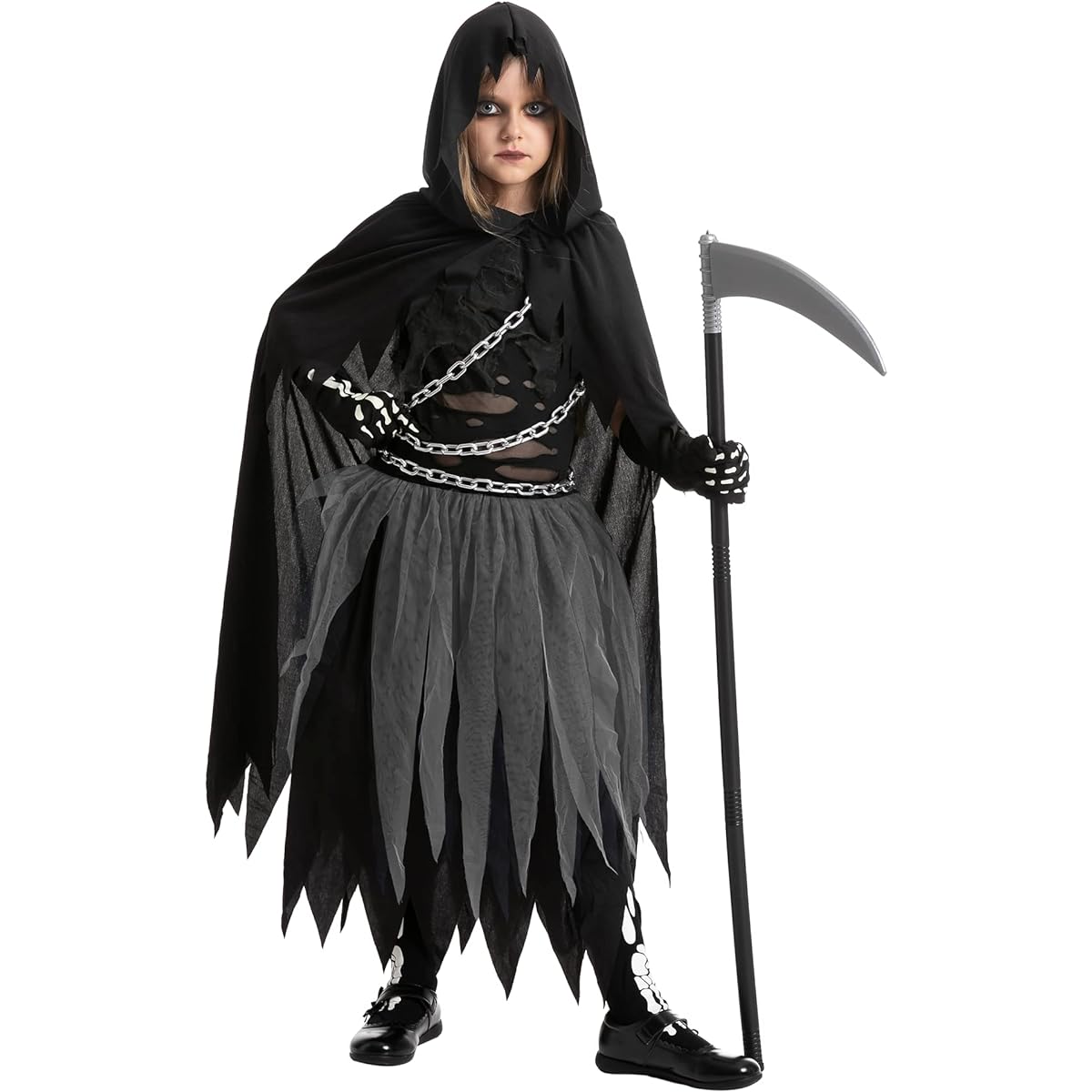 Spooktacular Creations Bandage Reaper Costume for Girls Kids Reaper Costume Halloween Horror Theme Dress Up Party