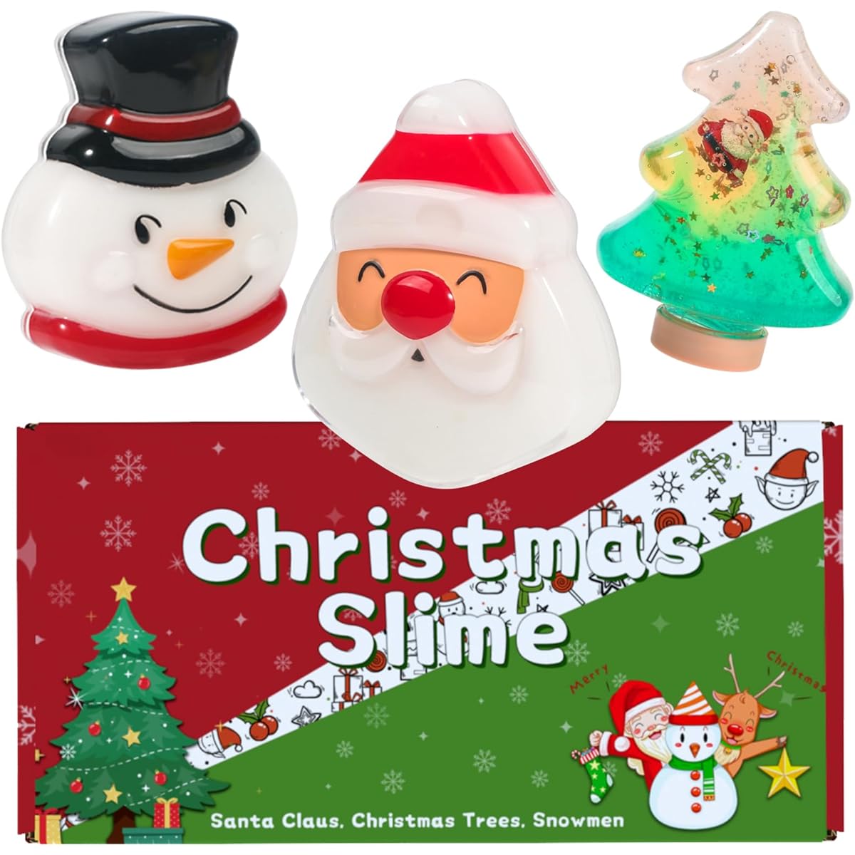 Christmas Butter Slime Kit for Kids, Slime Kit for Girls & Boys, Includes Santa, Christmas Tree, Snowman, Party Favors & Putty Fun (3 Pack)