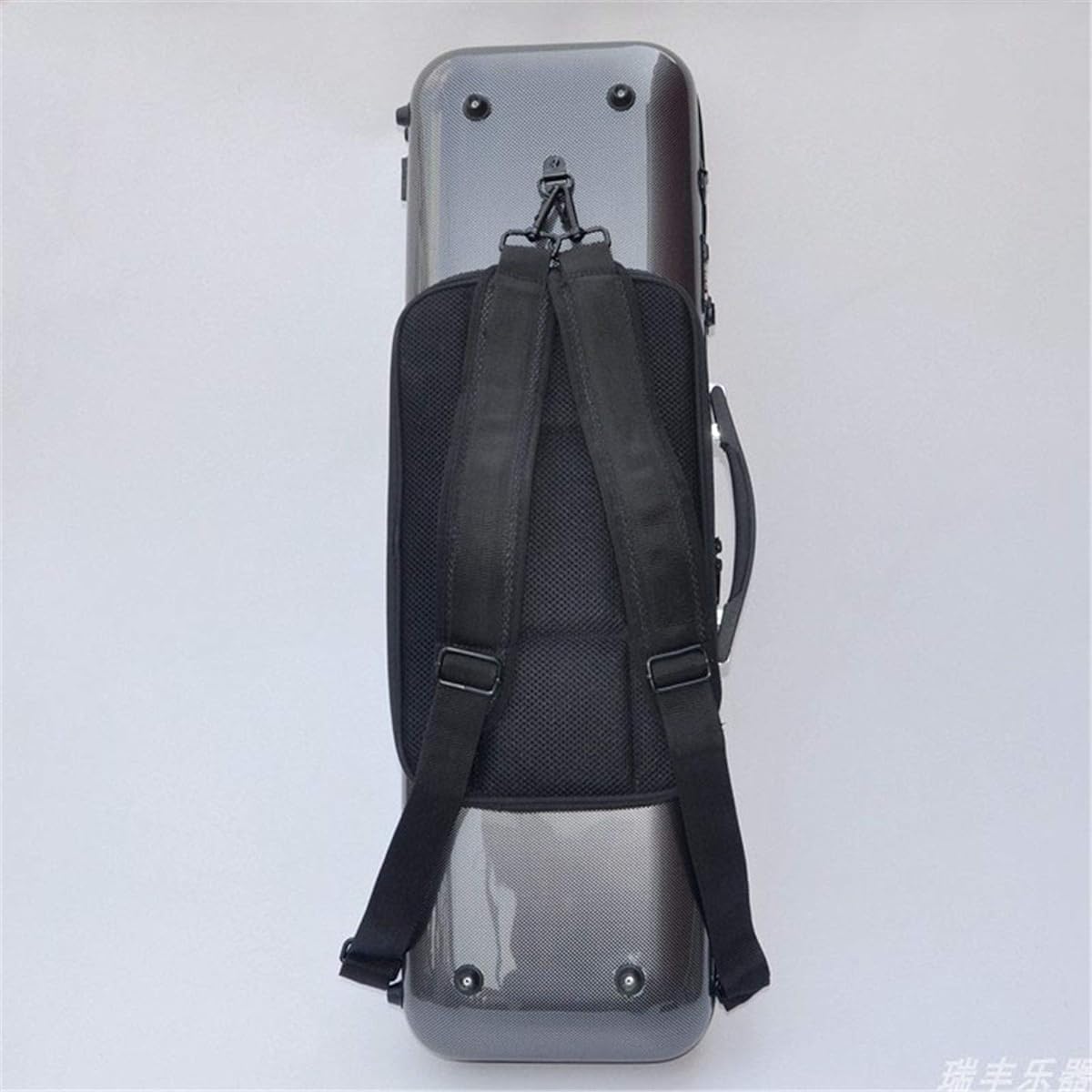 Violin Case Violin Glass Fiber Case Double Shoulder Strap Music Bag Cord Lock 4/4 Full Protection Hygrometer Lightweight Portable