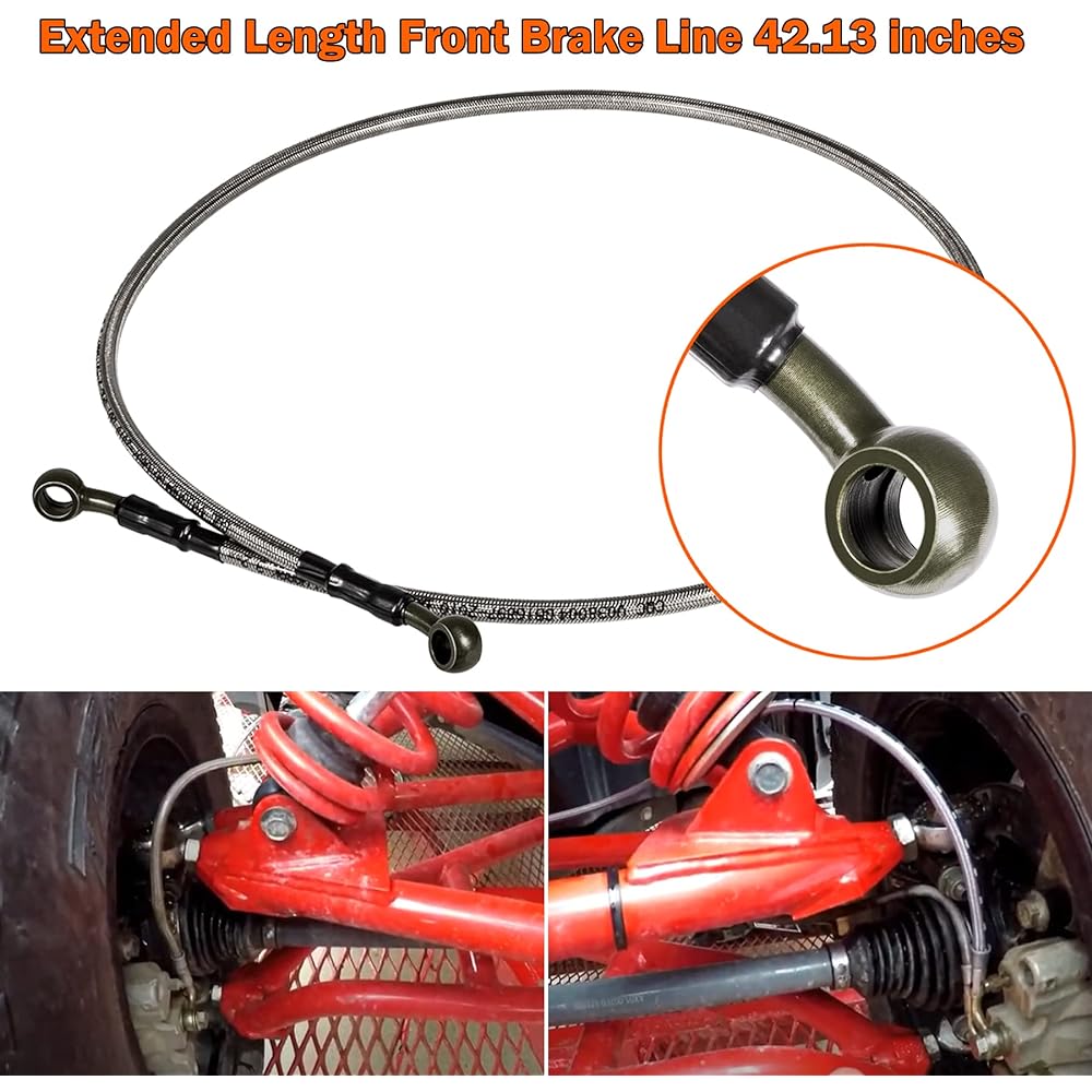 PIILOO 1068 RZR Brake Line Extended Front/Rear Braided Brake Line ATV Polaris RZR 800/S 800/4 800/XP 900/570/XP 4 900 Stainless Steel