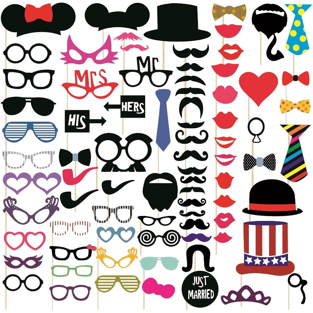 Syga Party Photo Booth Props (Pack of 76)