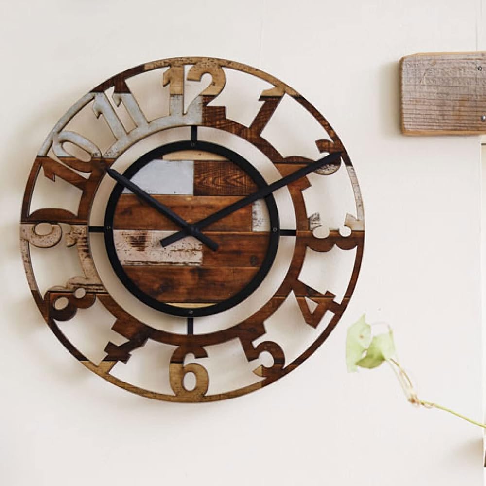 Interform Wall Clock Bercy CL-8325MX Mixed Color Black Wood Sweep Movement 38cm