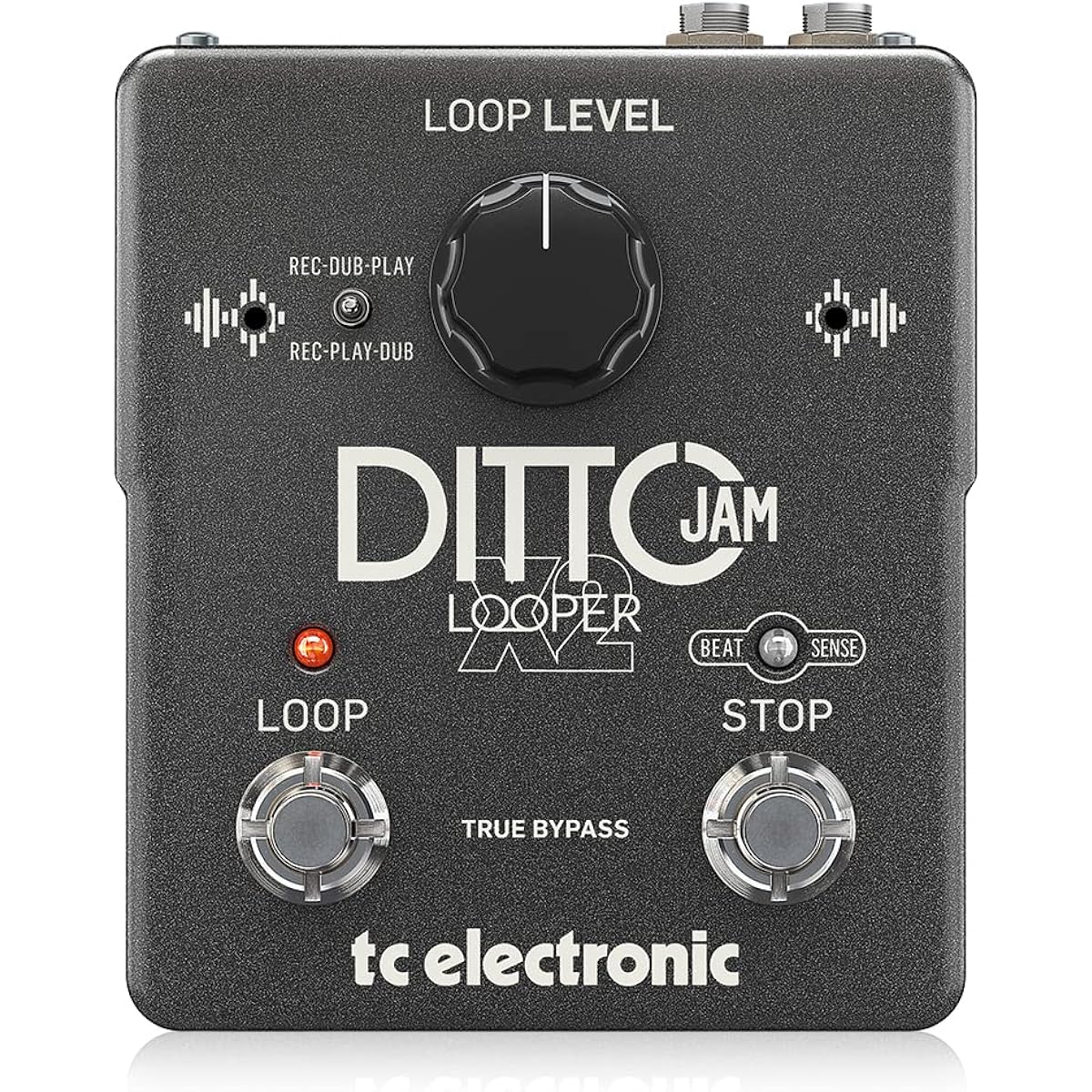 tc electronic Looper Pedal with Automatic Tempo Detection, Unlimited Overdubs, and Separate STOP Foot Switch, DITTO JAM X2 LOOPER, Gray