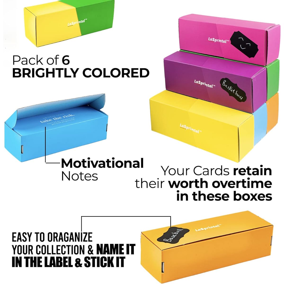 LASPRINTAL Stylish Colorful Paper Storage Boxes, Set of 6