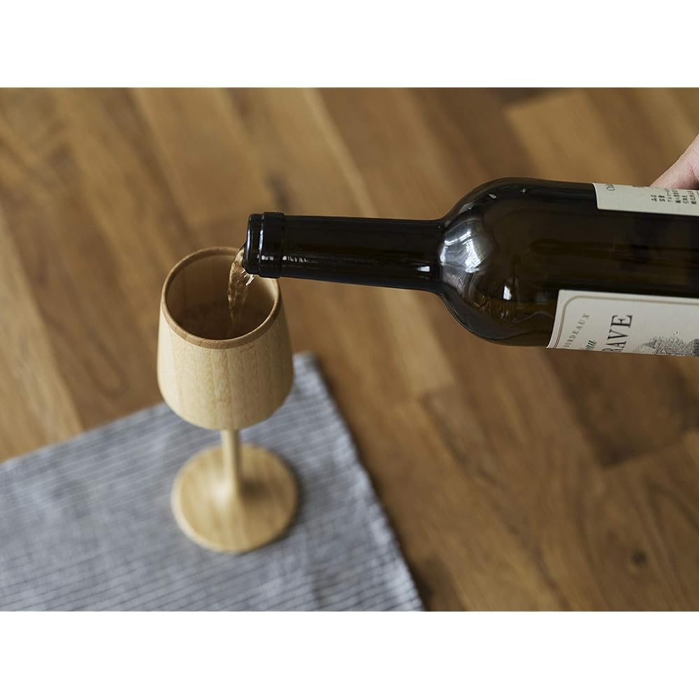 RIVERET Vessel Cocktail Glass Sherry 180ml Pair Set Bamboo Dishwasher Safe White/Brown RV-112WB