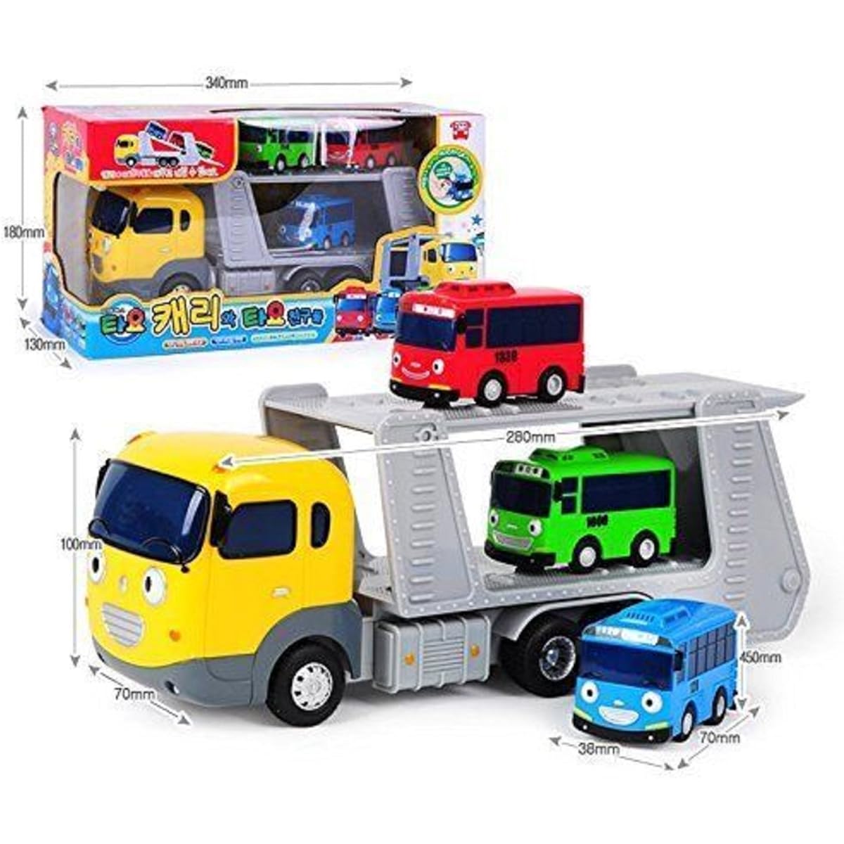 The Little Bus Tayo Carrier and Tayo Friends Pull Back Car Toy