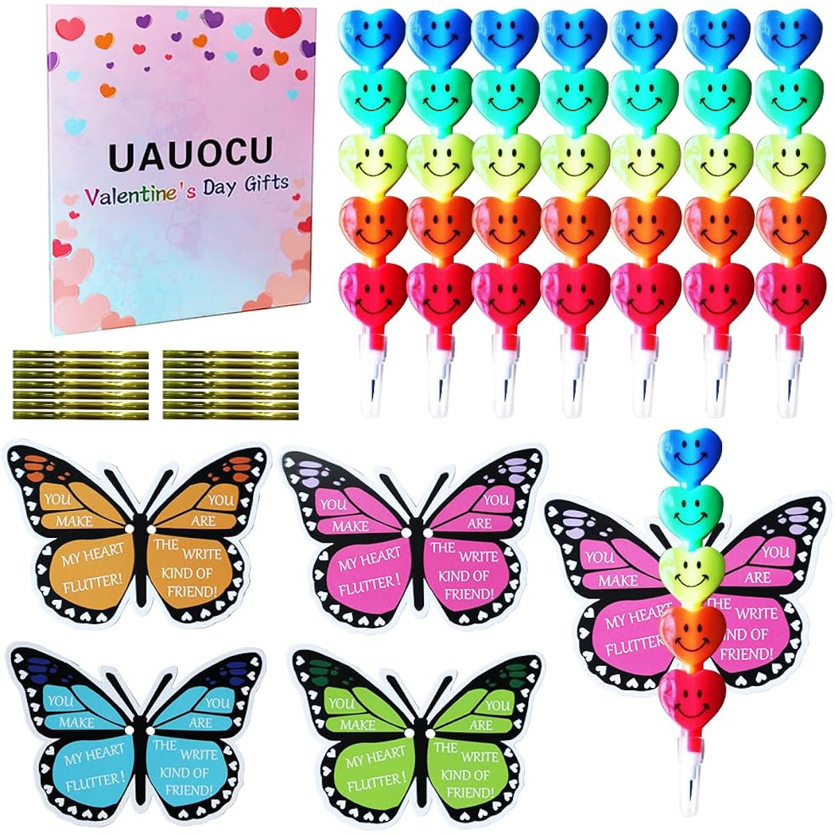 UAUOCU Valentine's Day Gifts for Kids Classroom, 28 Packs Valentine Cards Bulk, School Class Giveaways, Party Favors for Boys and Girls, Exchange Gifts, Goodie Bag Fillers, Craft Boxes