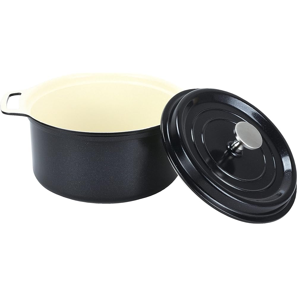 Pearl Metal Two-handed pot 18cm Black Can be used for waterless cooking Ceramic processing IH compatible HB-5724