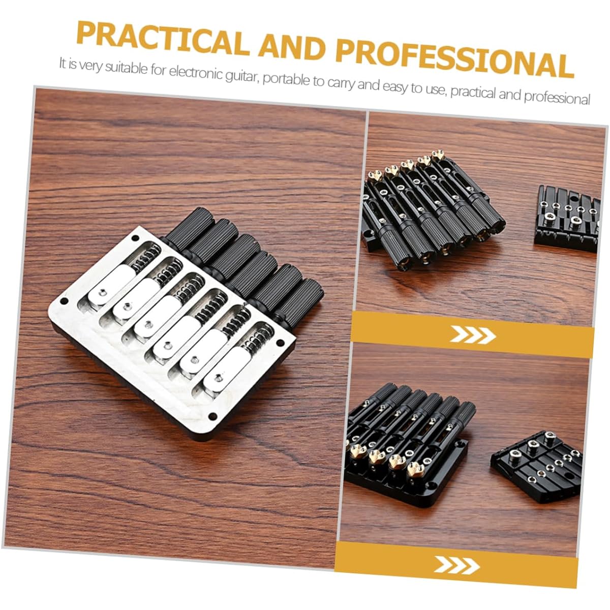 VICASKY Guitar Parts 1 Set 6 String Bridge Guitar Bridge Saddle Saddle Bridge Metal Headless Musical Instrument Guitar Tailpiece