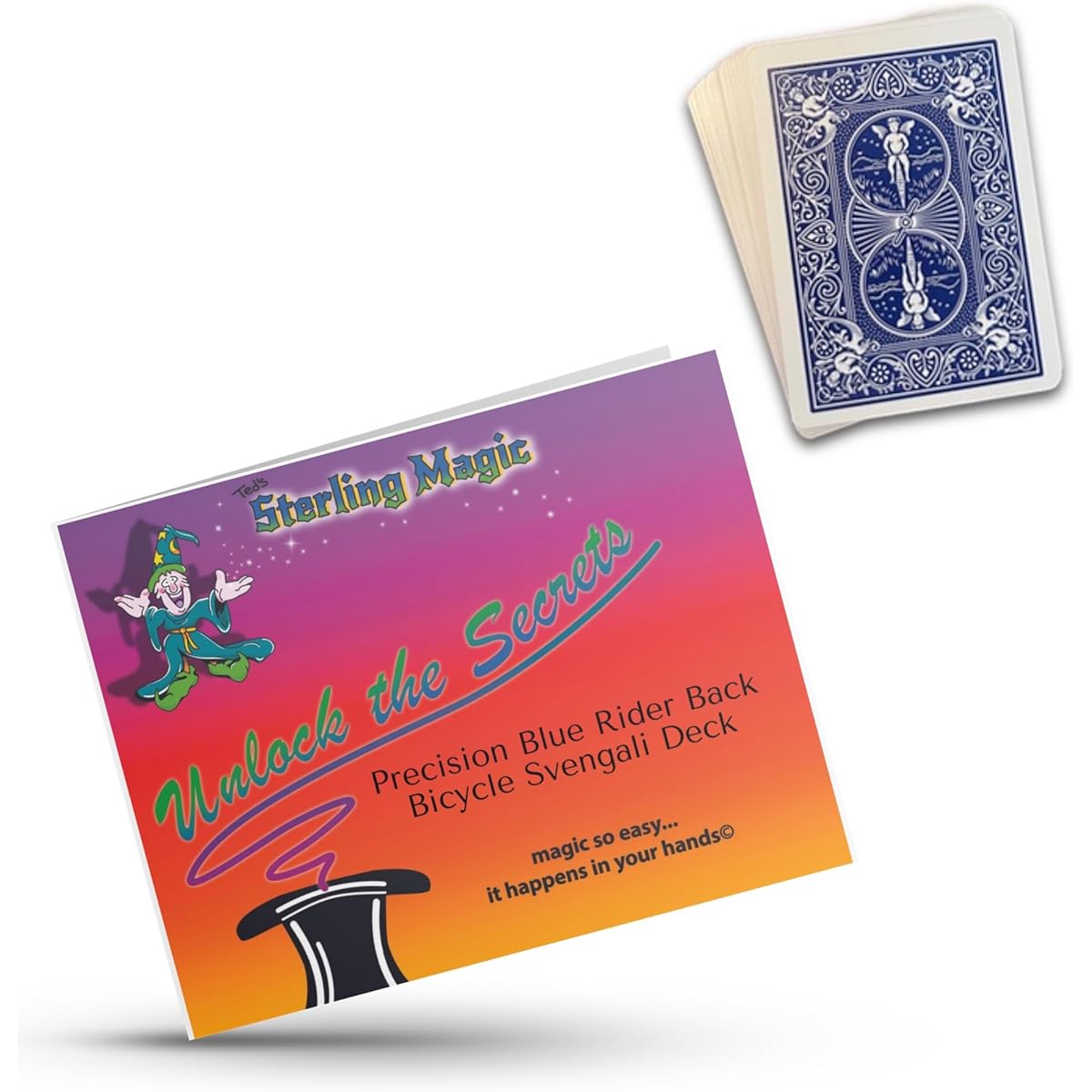 Ted's Sterling Magic Precision Blue Rider Back Bicycle Svengali Deck with 100+ Tricks Instructions (Not Specified)