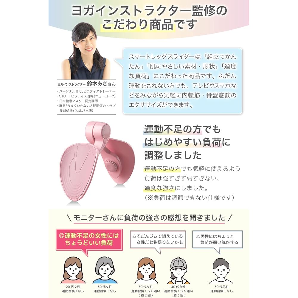 [(Official) Developed in collaboration with yoga instructors] Adductor muscle training, pelvic floor muscle training equipment (Japanese instructions included), diet equipment, thigh goods
