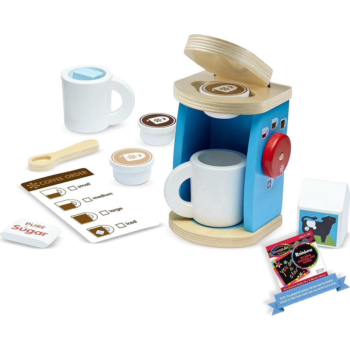 Wooden Brew & Serve Coffee Set+ FREE Melissa & Doug Scratch Art Mini-Pad Bundle [98427]