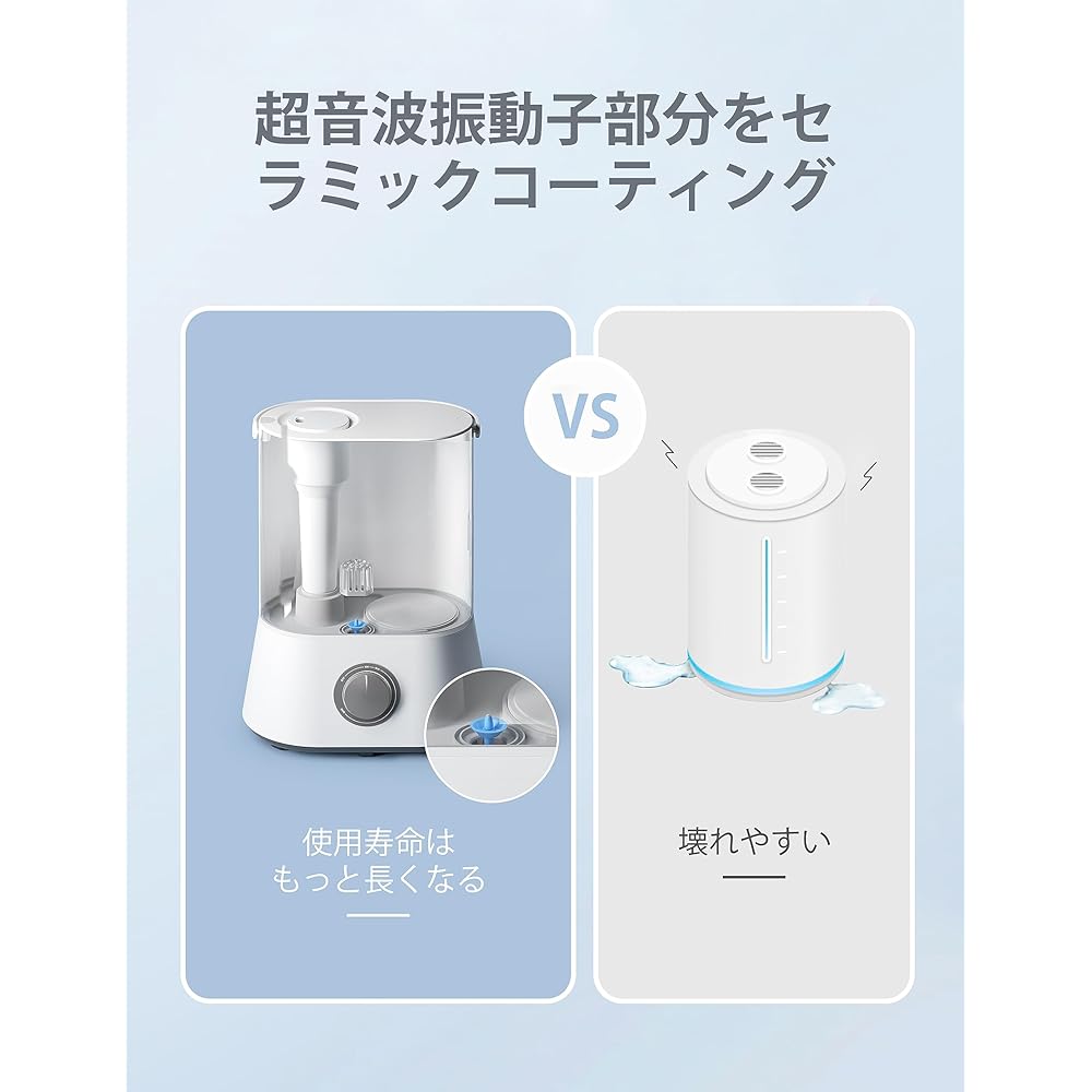 Ganiza Humidifier, 1.6 fl oz (4 L) Large Capacity, Tabletop, Small, Up to 10.8 fl oz (300 ml) / h 50 Hours of Continuous Operation, 22 dB Silent, Stepless Adjustment, Supports Up to 22 Tatami Mats,