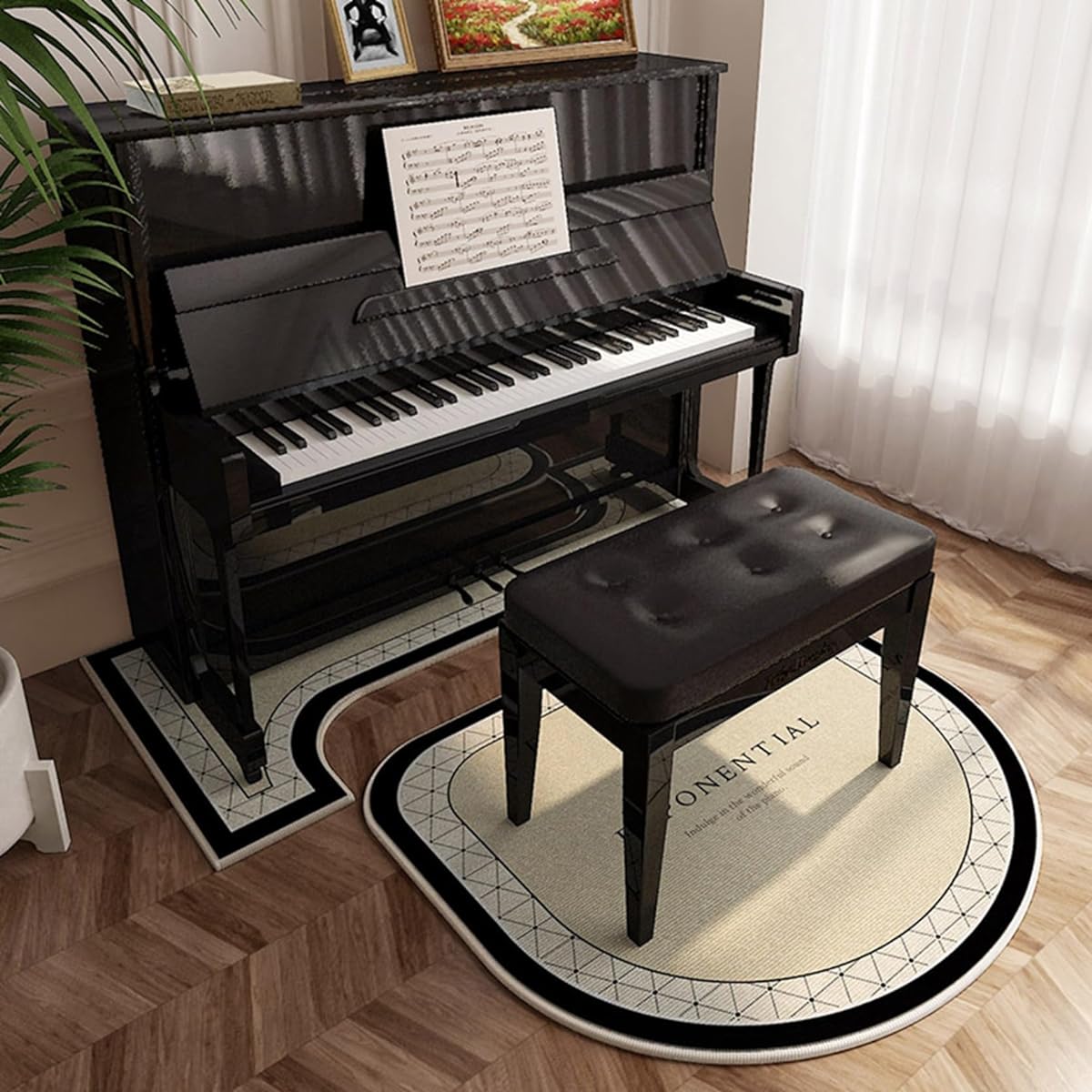 dedicated mat for electronic piano, rug, piano rug set, entrance mat, 4mm thick, carpet, flooring mat, easy to clean, thin, non-slip, scratch-resistant, dust mite-resistant, washable, bass drum, musical instrument, concave 70*160cm + irregular 110*110cm