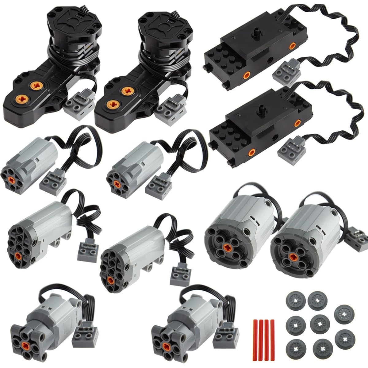 TEESE 24pcs Technic Motor Set Servo Monster Train with Motor, Compatible with Lego Technic Parts, MOC Car Truck Wheel Replacement Parts