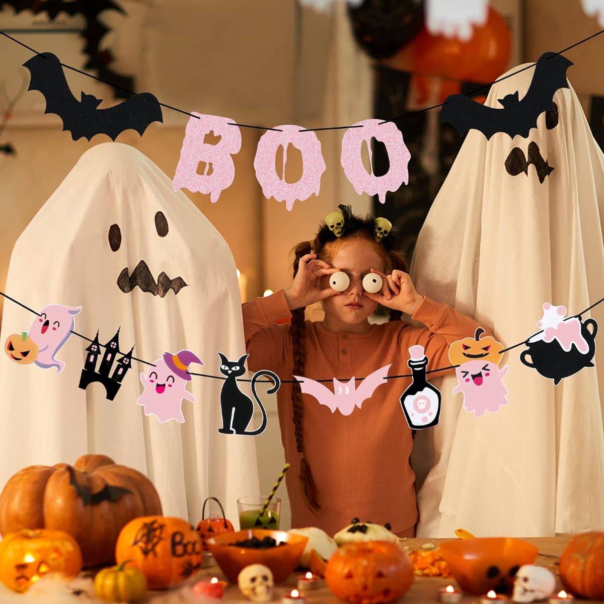 Pink Boo Banner Halloween Ghost Bat Garland Banner Little Boo Baby Shower Banner Pink Halloween Baby Shower Decorations Halloween Girls Baby Shower Birthday Decorations