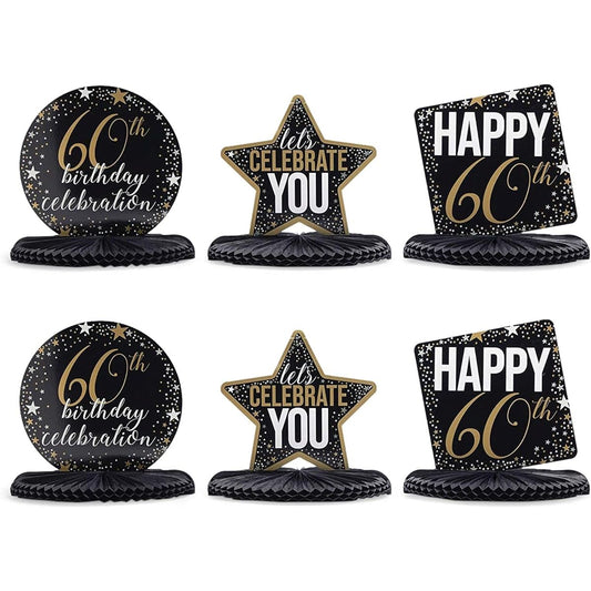60th Birthday Party Honeycomb Centerpiece Decorations (12 x 11 inches 6 Pack)