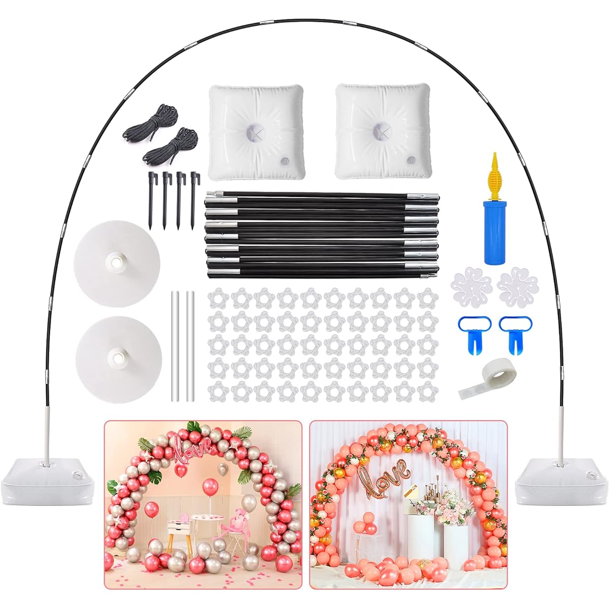 HeyMate Balloon Arch Kit, 9ft Tall & 10ft Wide Adjustable Balloon Arch Stand with 2 Water Bases for Baby Shower, Wedding, Graduation, Birthday, Christmas Party Decorations