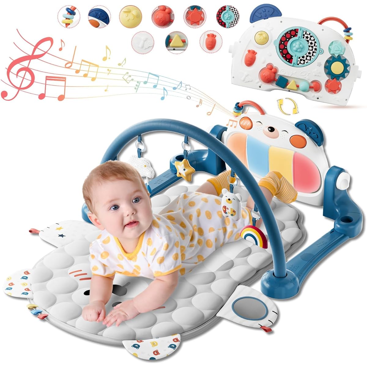 Lauon Baby Play Mat Bear Style 500,000 Tolerance Kick and Double Side Play Piano Upgraded Thicken Activity Mat Develop Neck S