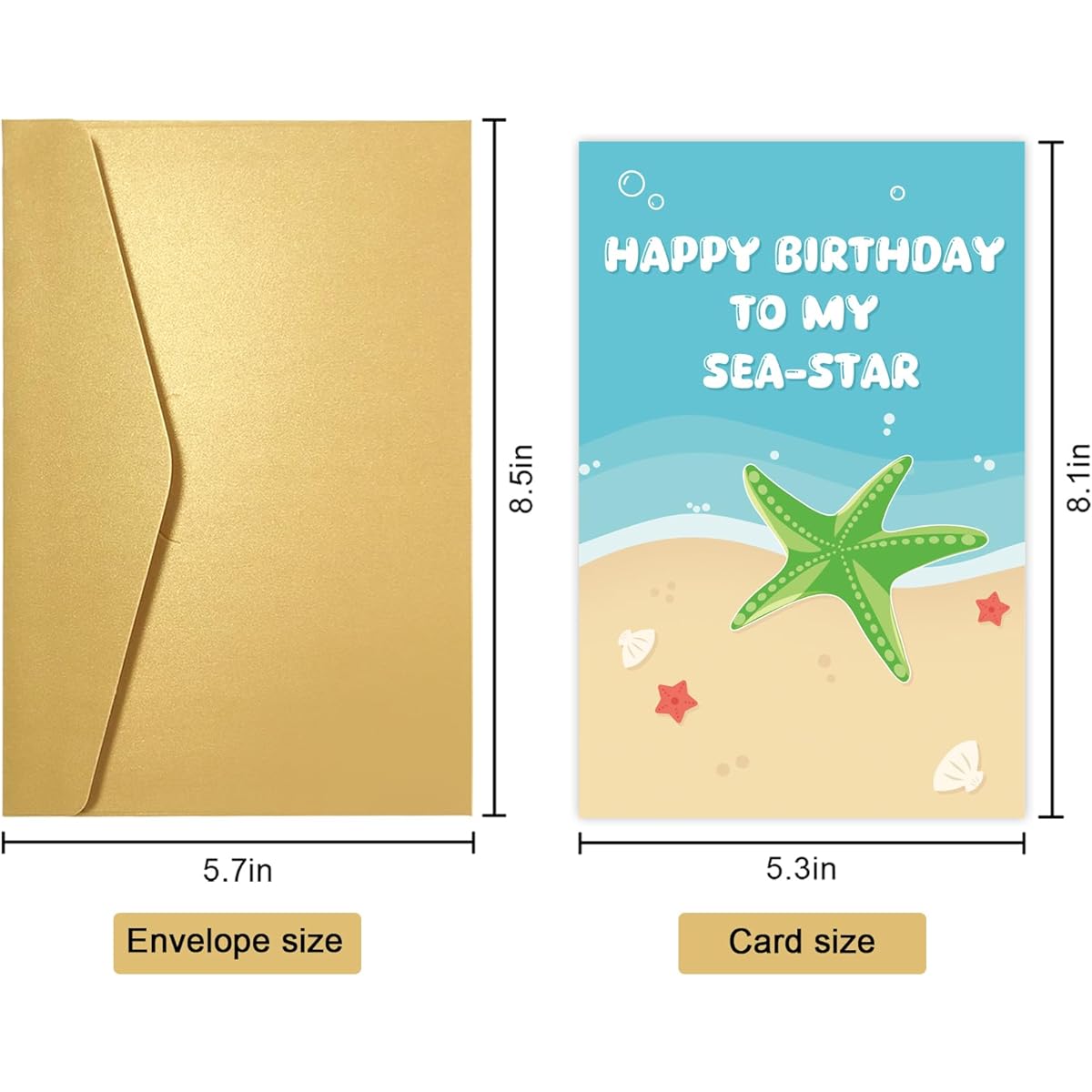 Obbyidk Cute Sea Star Birthday Card for Sister, Funny Pun Sister Birthday Card, Humorous Birthday Gift for Little Sister, Happy Birthday to My Sister Card