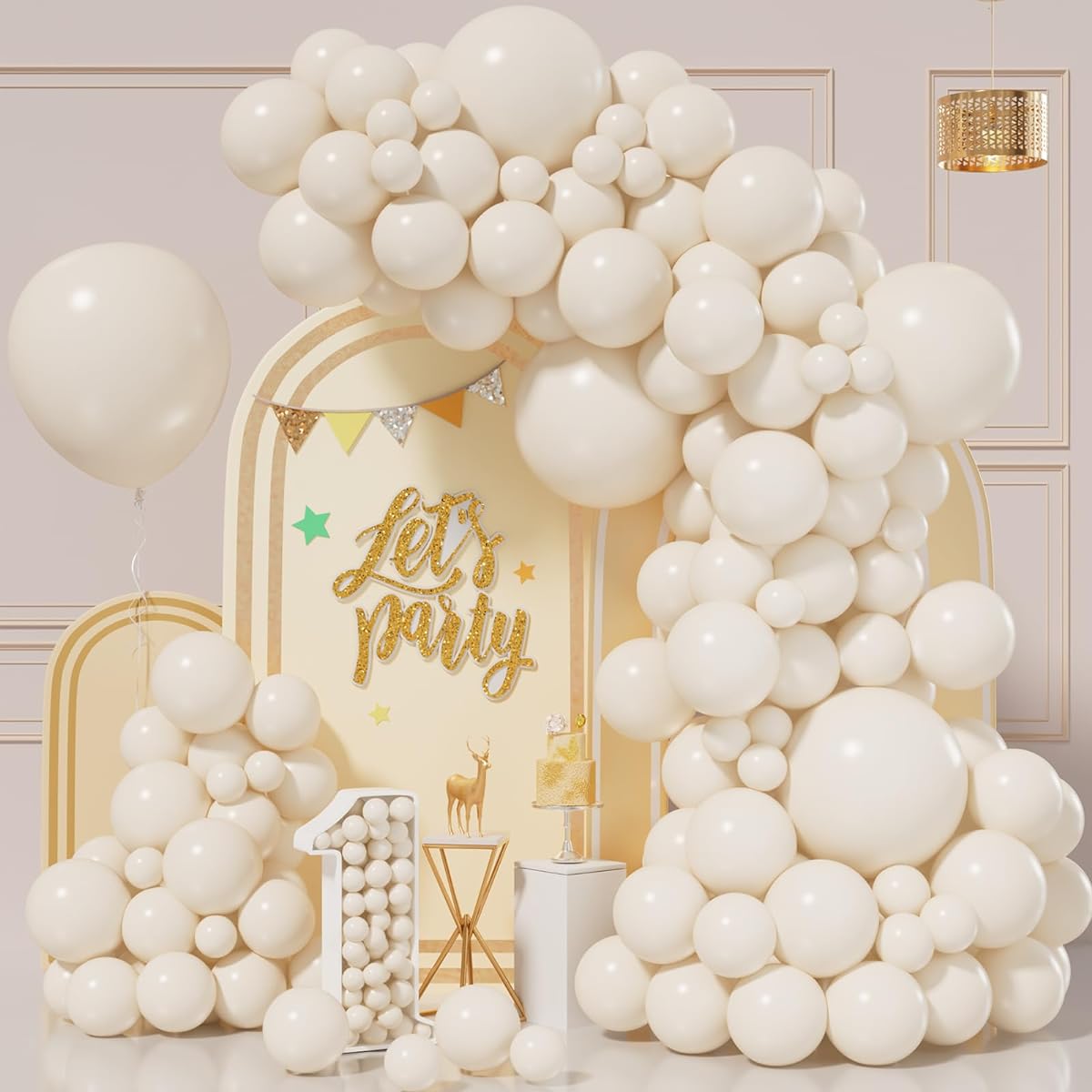 Bonropin Ivory White Balloon Garland Arch Kit