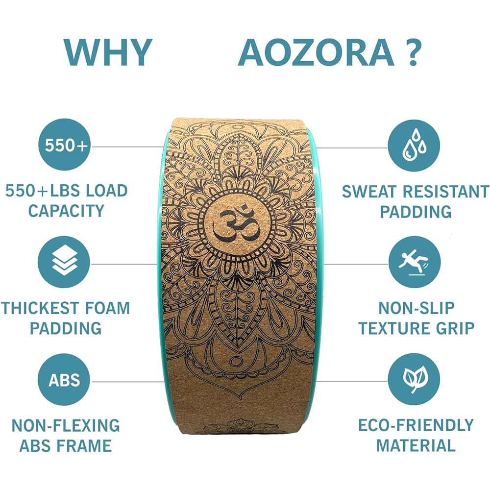 Aozora Yoga Wheel 13 Inch with Detailed Book Step-by-Step Guide on How to Do Over 30 Poses Perfect for Stretching and Improving Backbends