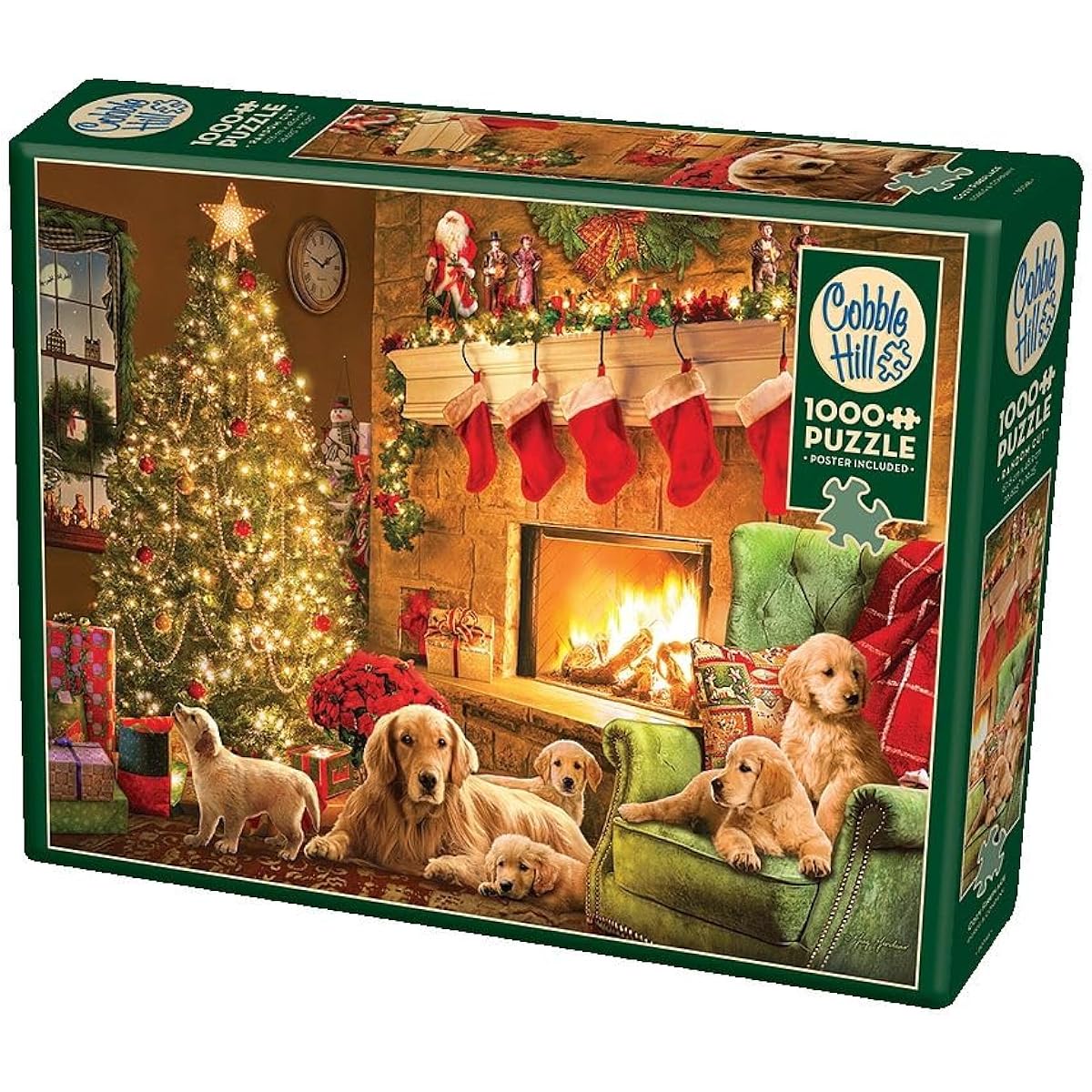 Cobble Hill 1000 Piece Puzzle - Cozy Fireplace - Sample Poster Included