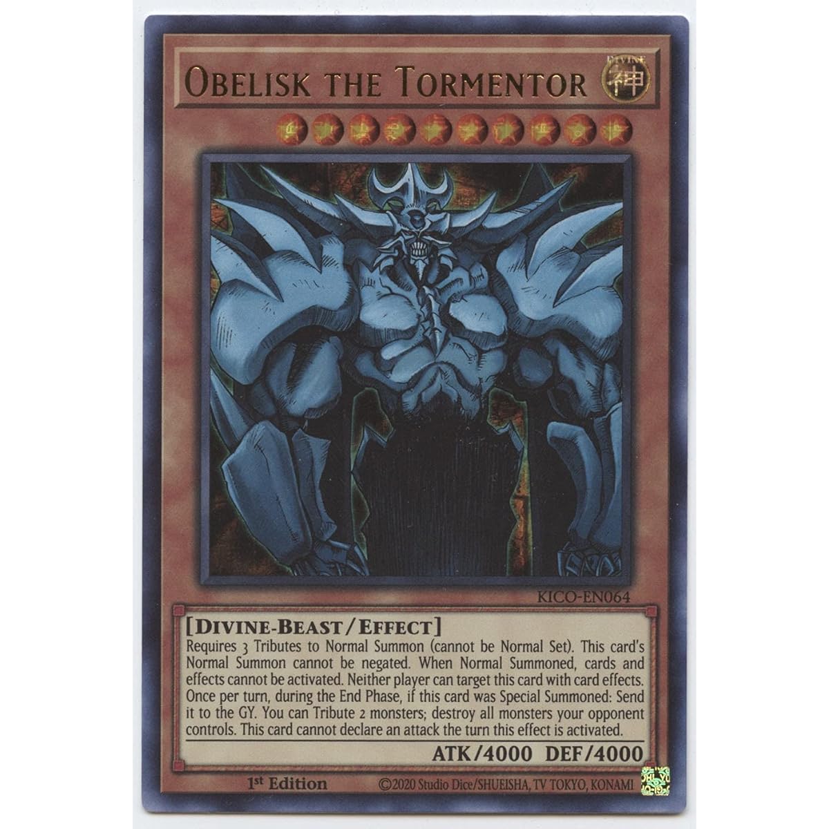 Obelisk the Tormentor - KICO-EN064 - Ultra Pharaoh Rare - 1st Edition