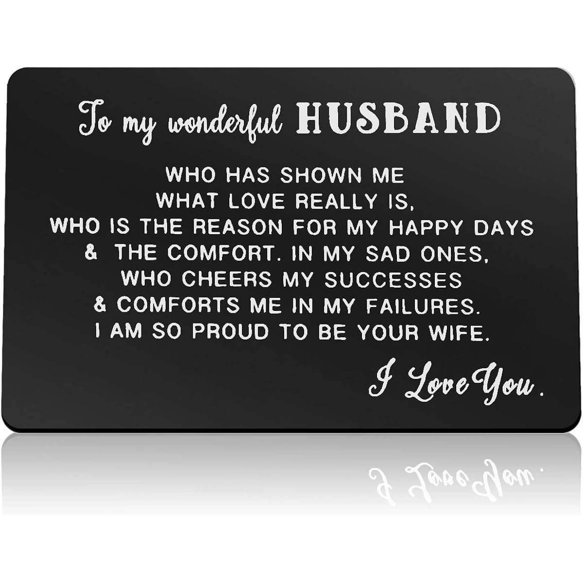 Gift for Husband from Wife Engraved Metal Card Gift for Husband Anniversary Valentine's Day Gift for Him Men Thank You Gift for Husband Wedding Day Gift Inspirational Christmas Card Wife for Husband