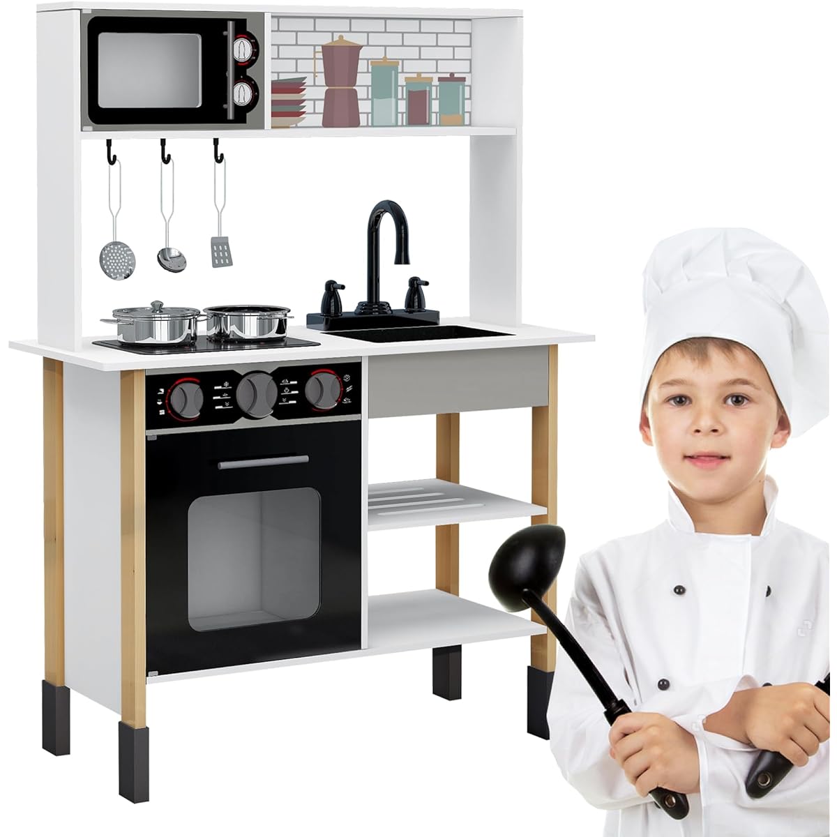 TaoHFE Kids Kitchen Set Wooden Play Kitchen Toy Kitchen Set Girls Gift