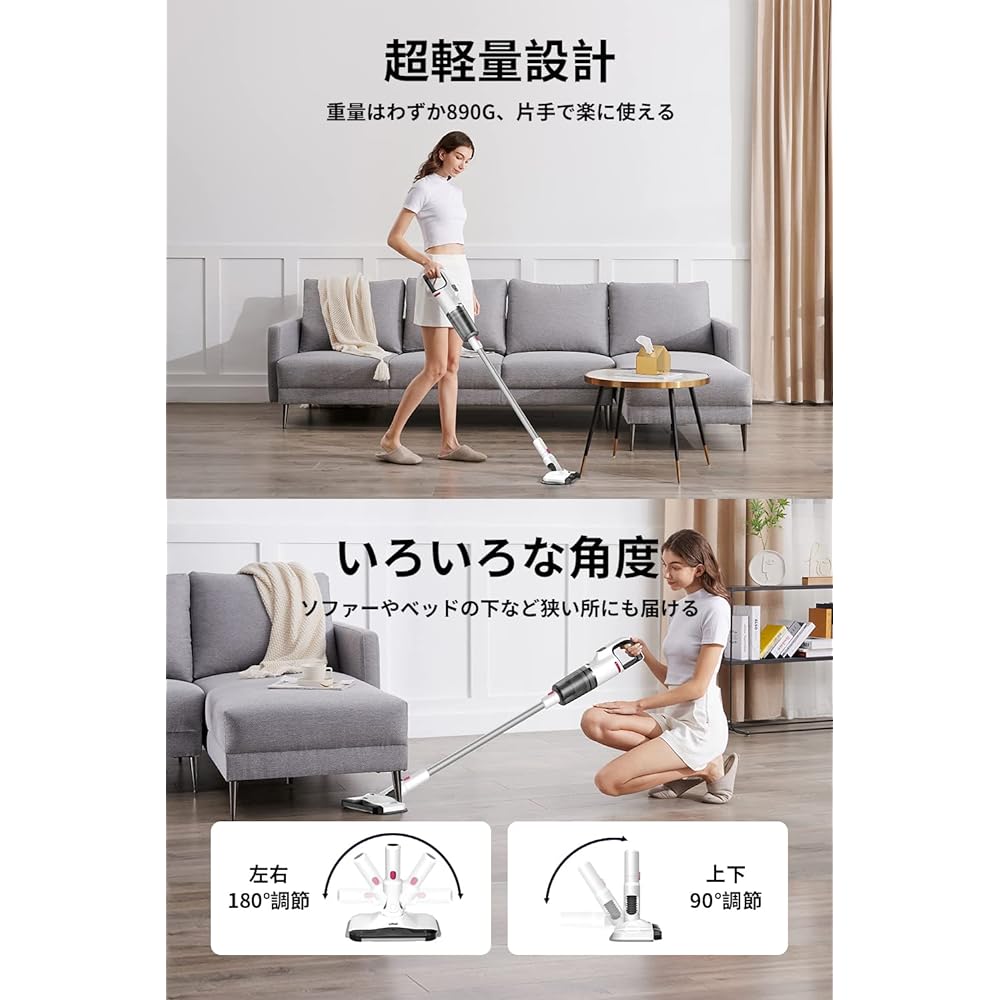 Litheli Cordless Vacuum Cleaner Stick Cleaner Battery Removable