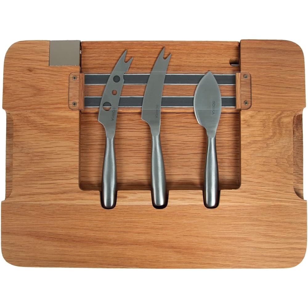 BOSKA Cheese Knife Stainless Steel/Wood 34.2x25x3.7cm Cheese Knife & Magnetic Board Set 320083