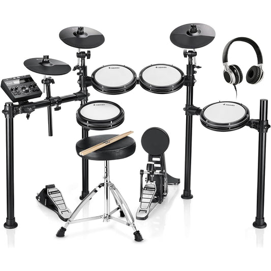 Donner Electronic Drum Set for Beginners, Mesh, Foldable, 450 Sound Sources, 50 Demo Songs, Sloan/Stick/Headphones Included, Adults, Home Practice, Japanese Instruction Manual Included, DED-200 (5 Drums, 3 Cymbals)
