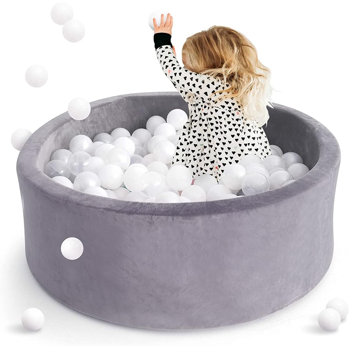 little dove Kiddie Ball Pit Pool Playpen - Indoor Playpen Premium Handmade Kids Ball Pool - Grey