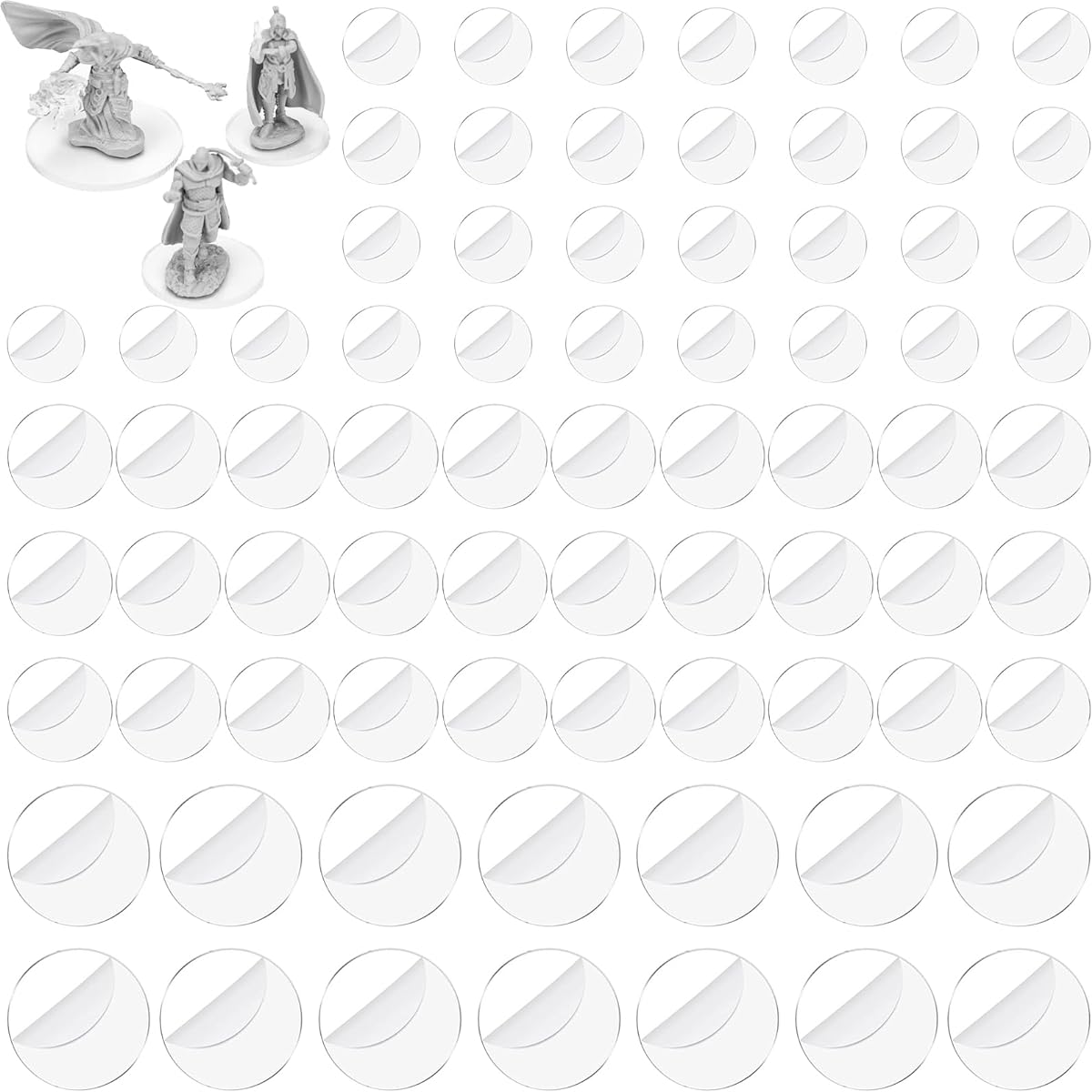 SIXPOINTS 100 Pieces Mixed Acrylic Miniature Bases 25/30/40mm Round Model Bases 2mm Thickness Circular Figure Display Stands Fit for Game Miniatures or Wargames Role Playing Board Game Figure Toys
