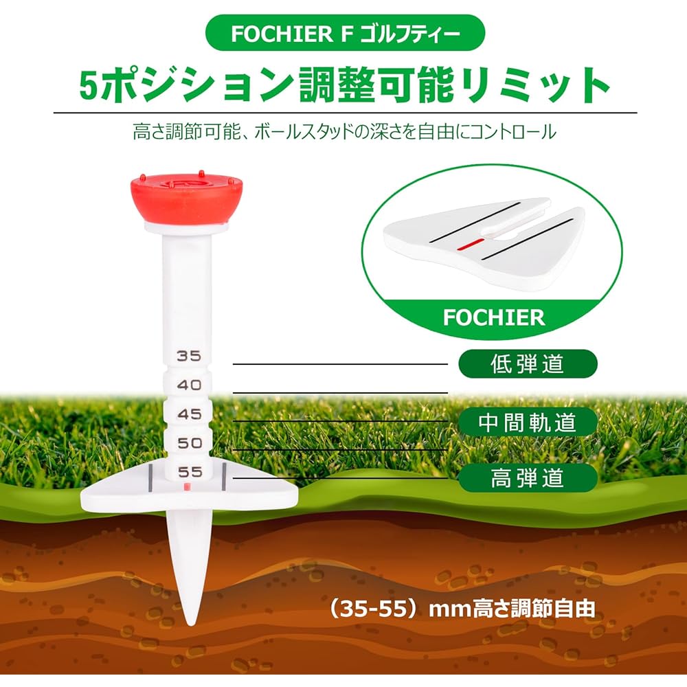 GD XIUPLS Golf Tee Adjustable 35mm - 55mm Height Adjustable Golf Marker Unbreakable Ball Marker Reinforced Plastic