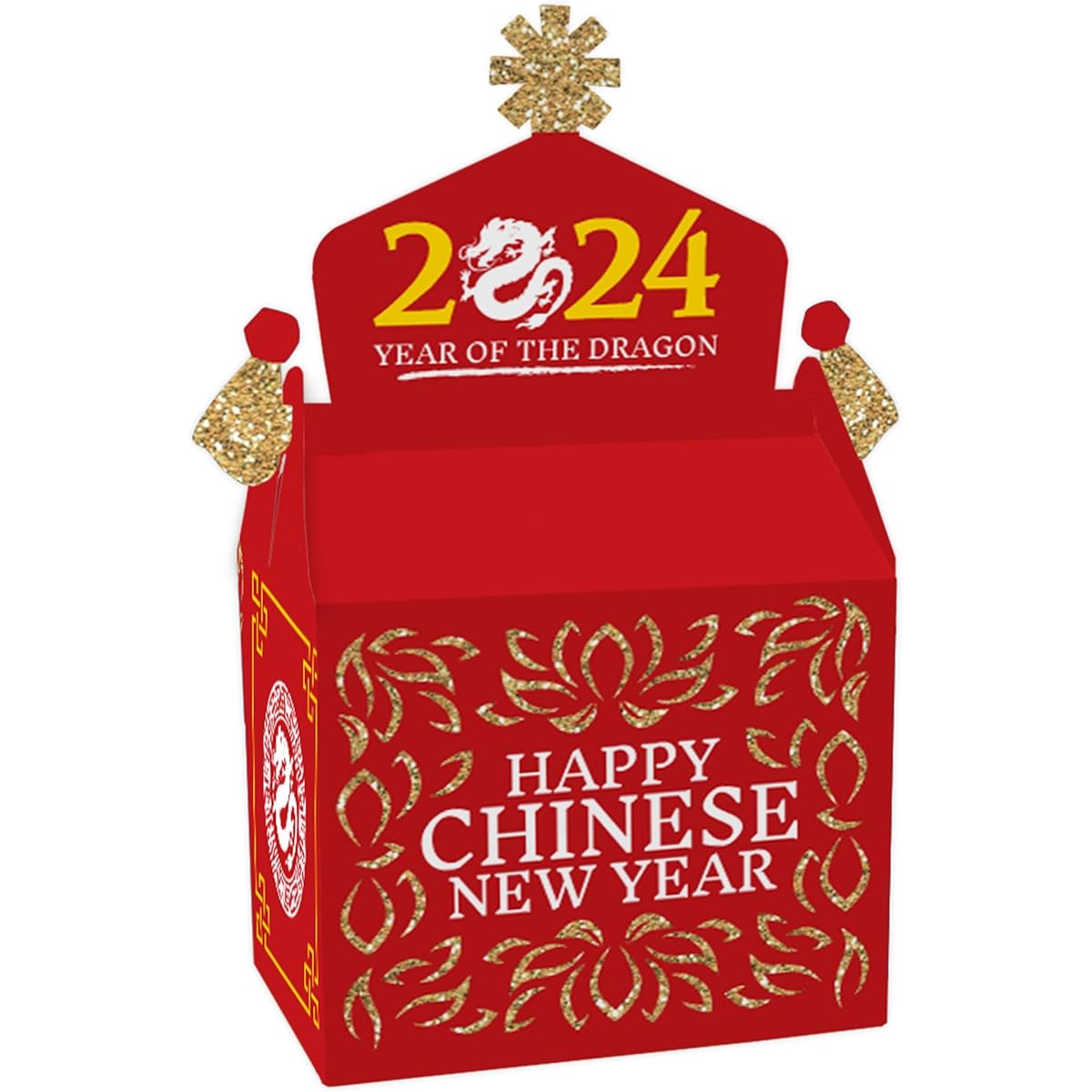Big Dot of Happiness Chinese New Year - Treat Boxes Party Favors - 2020 Year of the Rat Party Goodie Bags - Set of 12